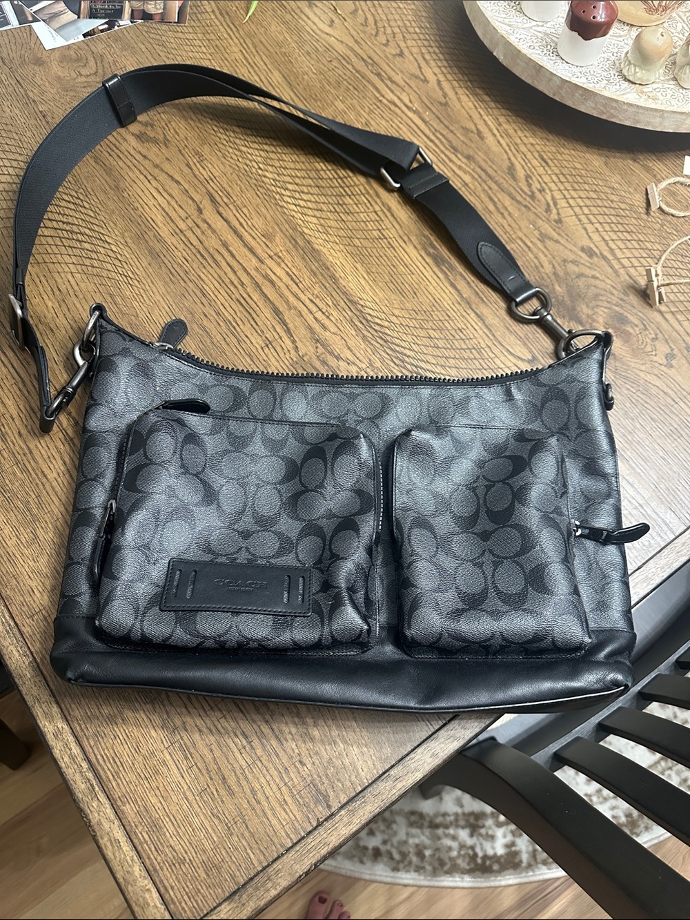Coach Ranger 1951 Men’s Gray/Black Signature Messenger Crossbody